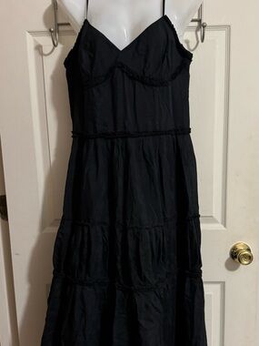 LOFT Black Spaghetti-Strap Tiered Maxi Dress